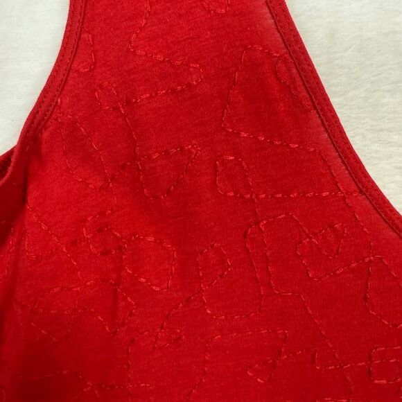 Eileen Fisher Red Embroidered Cotton Long Tunic Tank or Mini Dress Size Small - Picture 2 of 9